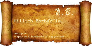 Millich Borbála névjegykártya